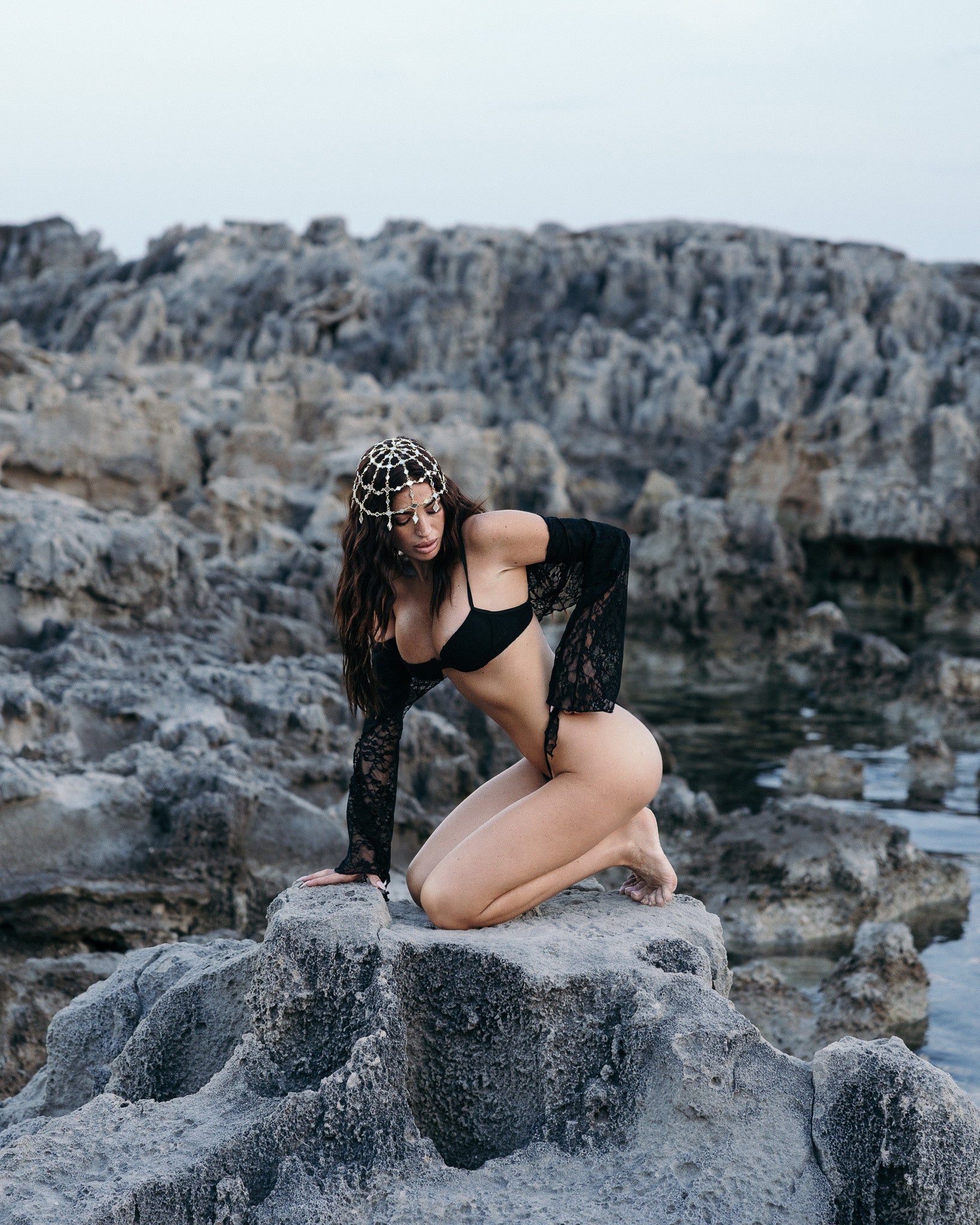 Lace riviera Top Nero